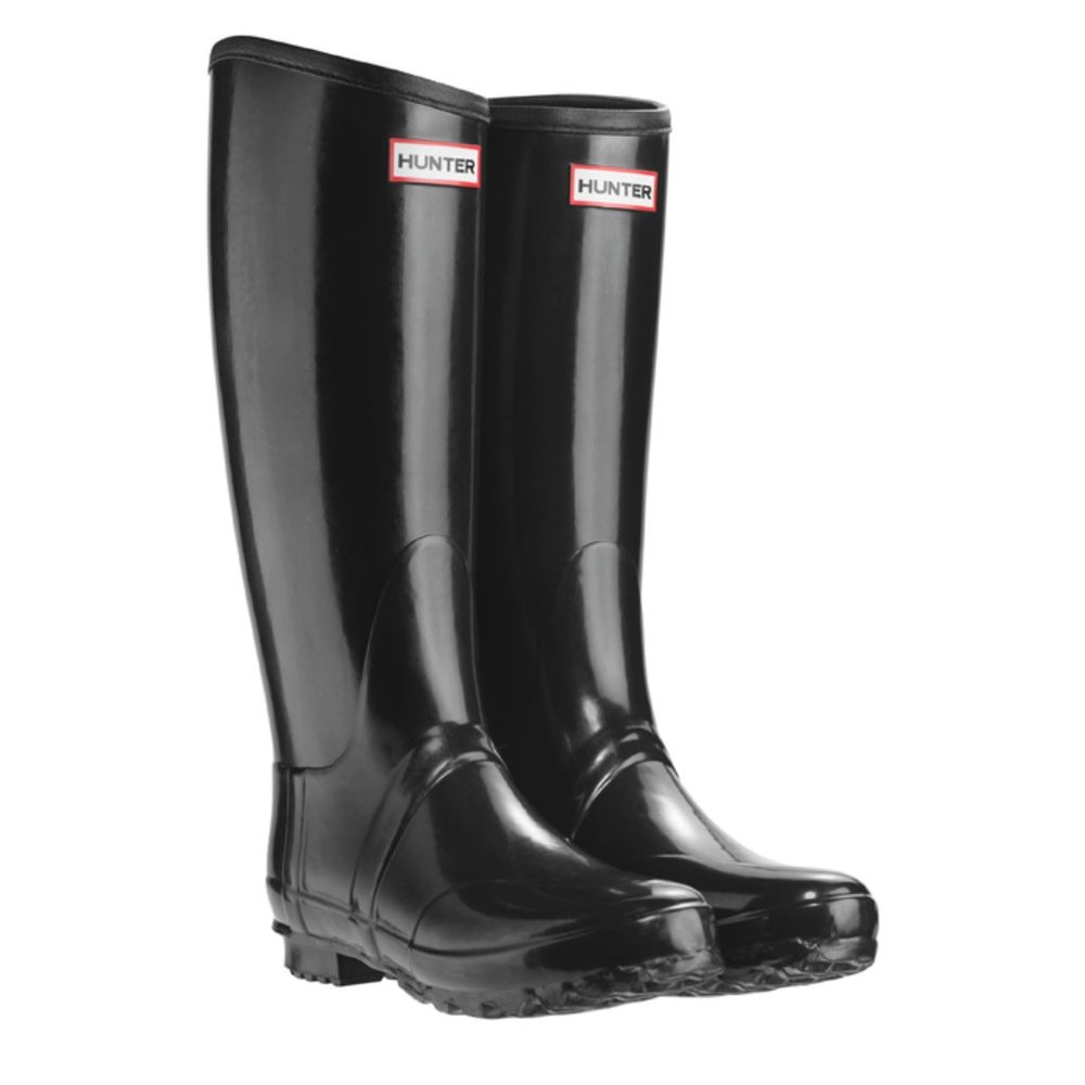 Hunter Rain Boots, Gloss Black, Women's 8, Men's 9, EU 39 (worn once)
